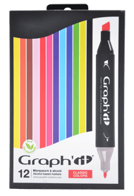 Lot de 12 marqueurs alcool Graph'it - Couleurs assorties - Classic