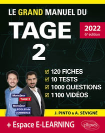 Le Grand Manuel du TAGE 2 – édition 2022 - 10 tests blancs + 120 fiches de cours + 1000 vidéos