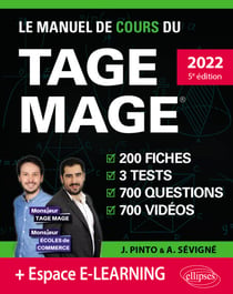 Le Manuel de Cours du TAGE MAGE – 3 tests blancs + 200 fiches de cours + 700 questions + 700 vidéos