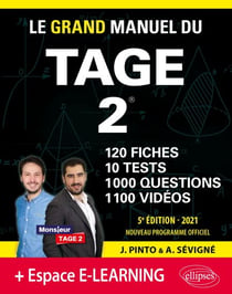 Le Grand Manuel du TAGE 2 – 10 tests blancs + 120 fiches de cours + 1000 vidéos – Édition 2021