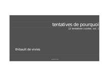 Tentatives de pourquoi, 12 tentatives courtes - variations et récit sur l’idée des "tentatives de pourquoi"