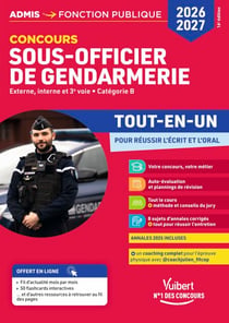 Concours Sous-officier de gendarmerie 2026-2027 - Tout-en-un - Externe, interne et 3e voie - Catégorie B