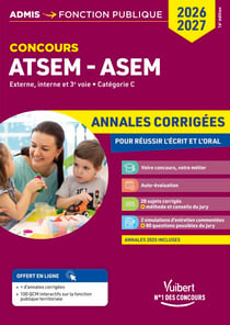 Concours ATSEM et ASEM 2026-2027 - Annales corrigées - Externe, interne et 3e voie - Catégorie C