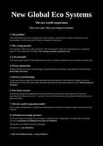 New Global Eco Systems: The New World Corporation
