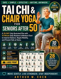 Tai Chi & Chair Yoga for Seniors After 50 - A 28-Day Fully Illustrated Plan with 10-Minute Daily Routines & Workout Chart to Improve Balance, Regain Mobility, and Prevent Falls at Home.
