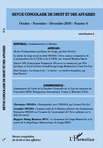Revue congolaise de droit et des affaires N° 4 - Octobre - novembre - décembre 2010