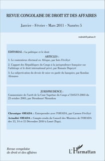 Revue congolaise de droit des affaires N° 5 - Janvier février mars 2011