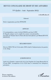 Revue congolaise de droit et des affaires n°9 - Juillet-Août-Septembre 2012