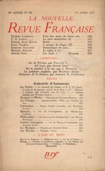 La Nouvelle Revue Française N° 295 (Avril 1938)