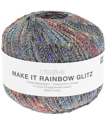 Fil complément à tricoter Creative Make It Rainbow Glitz - Rico Design 02 Blanc
