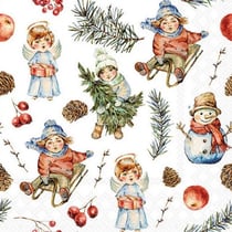 4 serviettes en papier découpage collage 33 cm JEUX DES ENFANTS A NOEL N 607