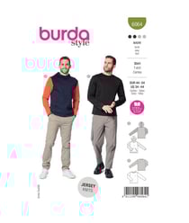 Patron Burda 6064 - SweaTee-Shirt Homme classique avec capuche ou bordure d'encolure du 44 au 54 taille n°FR 44-54