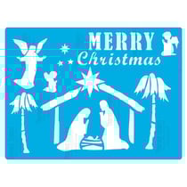 Pochoir plastique souple réutilisable 18,5 x 14,5 cm Fabrika Decoru CRECHE DE NOEL 347