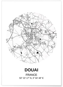 Affiche Carte Douai | A3 : 29,7x42cm