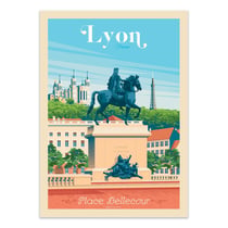 Affiche 30x40 cm - Lyon Place Bellecour - Olahoop Travel Posters