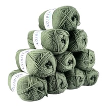 Lot de 10 pelotes Azurite Kaki clair - 100% Acrylique - 50g/140m - Distrifil