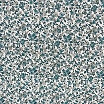 Tissu Coton enduit Petites fleurs Léonie vert canard sur fond Blanc - Au mètre