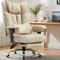 Fauteuil gaming ergonomique - GTPLAYER - beige avec repose-pieds