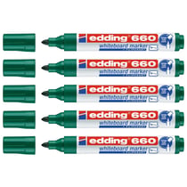 Lot de 5 marqueurs pour tableaux blancs EDDING 660 - Vert - Pointe ronde 1,5-3 mm