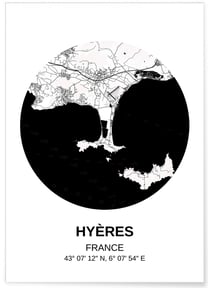 Affiche Carte Hyères | A3 : 29,7x42cm