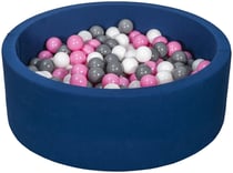 Piscine à balles Aire de jeu + 300 balles bleu marine blanc,rose clair,gris - Velinda