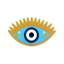 Patch mauvais oeil, écusson brodé, motif thermocollant oeil porte-bonheur 8 cm, Made in France