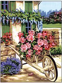 Canevas Pénélope Antique La brouette de roses 50x65cm