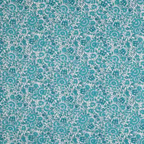 Tissu Coton imprimé fleuri bleu Bloss sur fond Blanc cassé - Au mètre