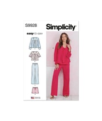 Patron Simplicity 9928 - Haut, pantalon et short taille n°FR 34-52