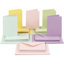Cartes 10,5 x 15 cm et enveloppes - Assortiment Pastel - 50 sets