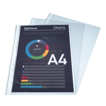 Sachet de 100 pochetttes perforées Polypropylène Premium grainé 8/100e - A4 - Cristal - x 5 - Exacompta