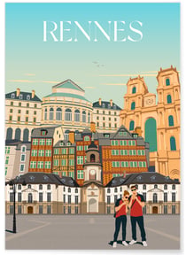 Affiche ville Rennes 5 Mix | A3 : 29,7x42cm