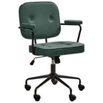 Chaise de Bureau Verte en Cuir PU Pivotante Hauteur Ajustable Vérin Pneumatique Roulettes avec Frein de Sécurité Durable et Stable