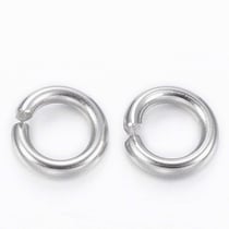 Lot de 50 anneaux de jonction métal argenté 4 mm ACIER INOXYDABLE 304 - ouverts connecteurs - creation bijoux perles