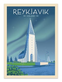 Affiche 50 x 70 cm -  Reykjavik Islande - Olahoop Travel Posters