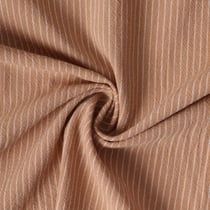 Tissu Polycoton  Victor rayures Blanches 3mm sur fond Beige nougat