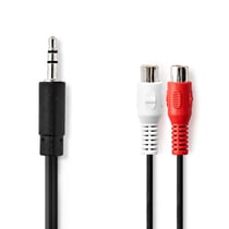 Nedis Câble Adaptateur audio jack 3,5 mm vers 2 RCA femelle 20 cm Noir