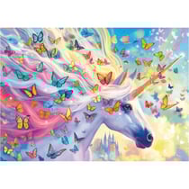 Puzzle licorne arc en ciel et les papillons 500 pieces - collection animal fantastique - educa - 20254
