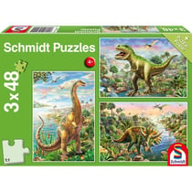 Puzzle 48 pièces - 3 Puzzles - Dinosaures - Schmidt Spiele