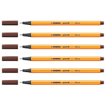 Lot de 6 Stylos-Feutres - Pointe fine 0,4 mm - STABILO - Brun - Point 88