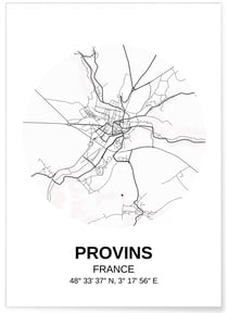 Affiche Carte Provins | A3 : 29,7x42cm