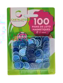 100 pions de loto magnétiques bleu - jetons marquage - accessoire bingo - cartaloto