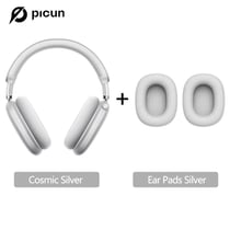 Picun F8 Pro ANC – Casque Sans Fil Audio Spatial 3D & ANC -52 dB - Argent + Earpads