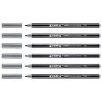 Lot de 6 feutres de coloriage pointe ronde moyenne - EDDING - Gris Argent - 2 mm