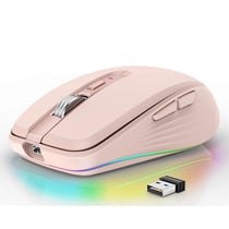 Souris Sans Fil 2400DPI Dual Mode 2.4GHz Bluetooth 5.1 6 Boutons Silencieuse Rose YONIS