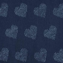 Tissu Jeans Denim coeur plumetis Lovinblue bleu sur fond Bleu marine - Au mètre