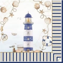 4 serviettes en papier découpage collage 33 cm Easy Life LA MARINE