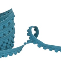 Elastique à pompons 13mm bleu canard au mètre