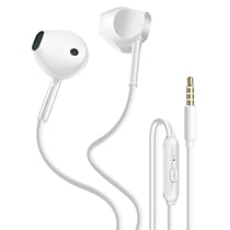 Inkax Écouteurs Filaires Jack 3,5 mm avec Bouton Commande Intégré Blanc