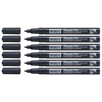 Lot de 6 marqueurs permanents - PENTEL - N50S - Pointe ogive fine - Corps aluminium - Noir